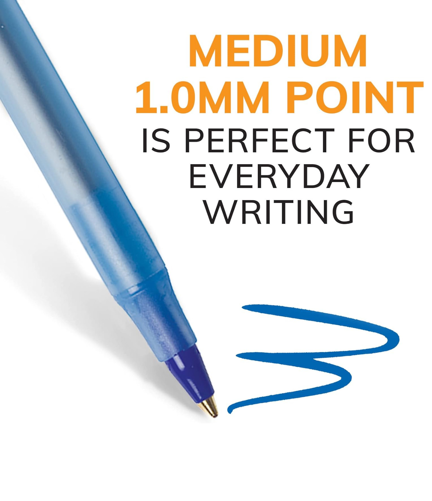 BIC Round Stic Xtra Life Blue Ballpoint Pens, Medium Point (1.0mm) 10-Count Pack