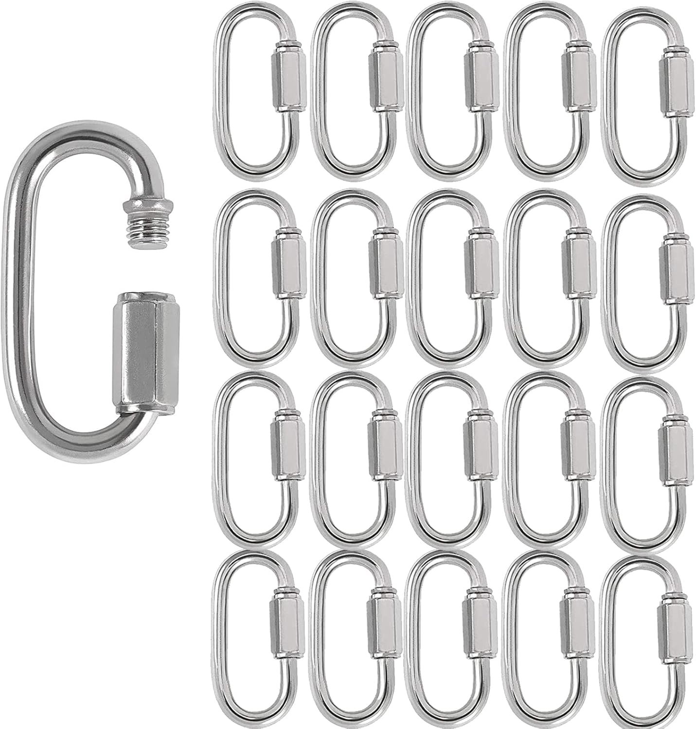 20 Pack M5 3/16 Inch Quick Link 648 Lbs Stainless Steel Threaded Chain Connec…