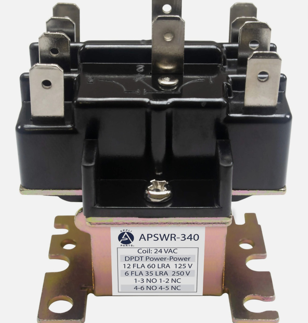 90-340 24 VAC Coil, General Purpose Switching Relay,DPDT,