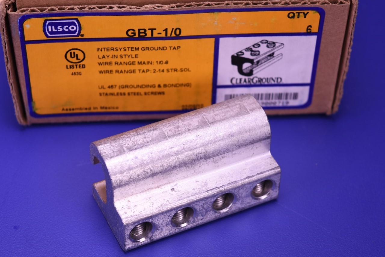 Ilsco GBT-1/0 Ground Tap Main Conductor 1/0 – 8 AWG Tap Conductor 2 – 14 AWG