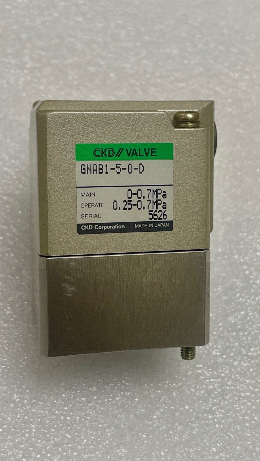 CKD GNAB1-5-0-D Pneumatic Valve, N.C.