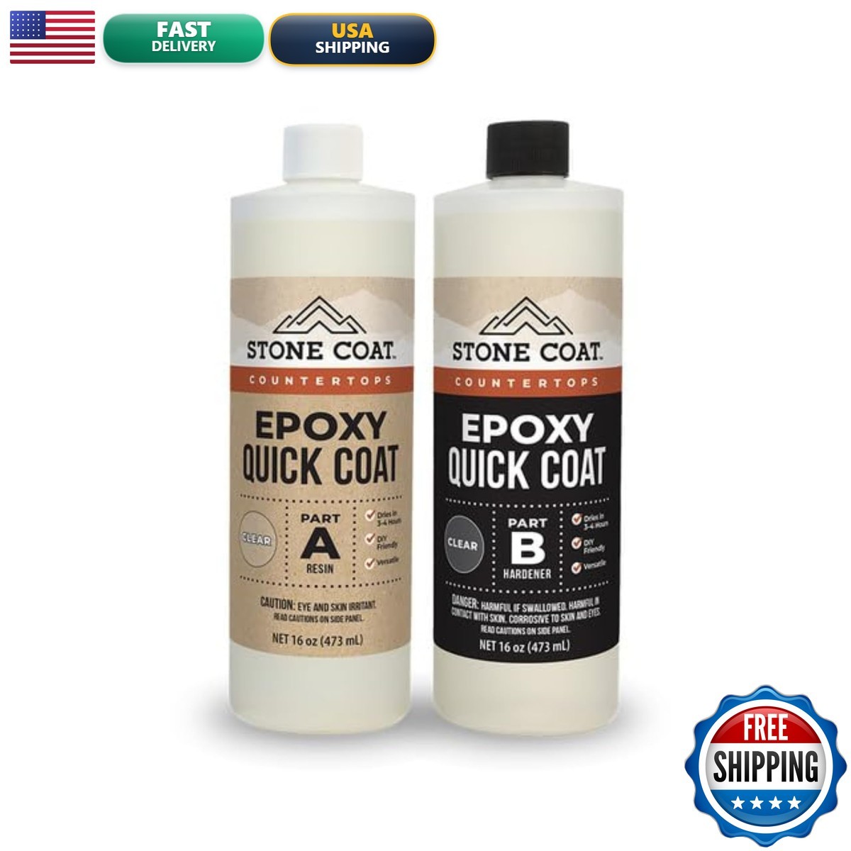 Stone Coat Countertops Quick Coat Fast Curing Epoxy, 1 Quart