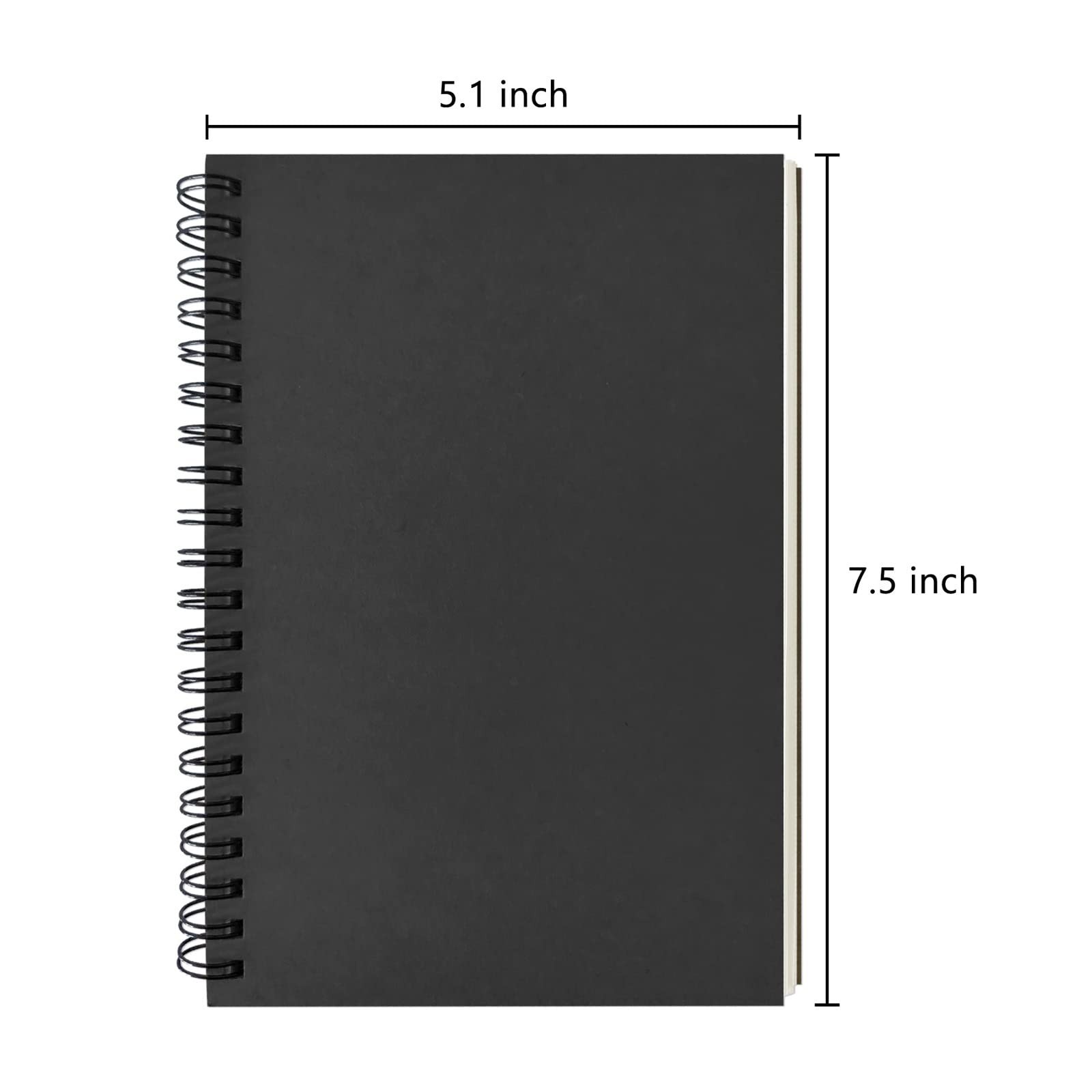 DSTELIN Blank Spiral Notebook, 3-Pack, Soft Cover, Sketch book, 100 black