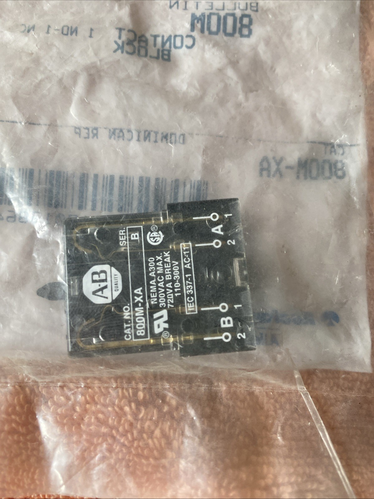 AB Allen Bradley Contact Block 800M-XA