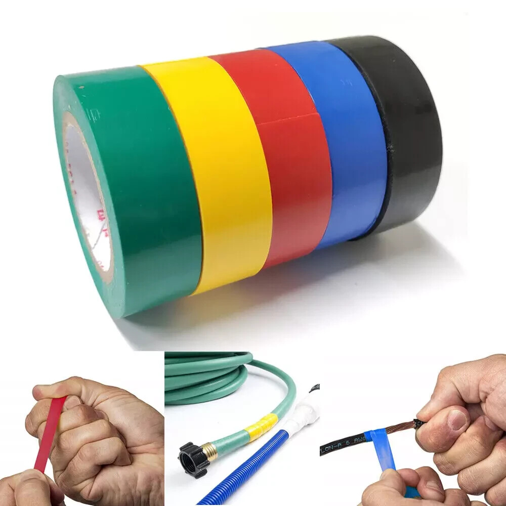 Multi Colored Electrical Tape 0.7″ Wide 32 Feet 10 Meters Per roll USA (6 Pack)