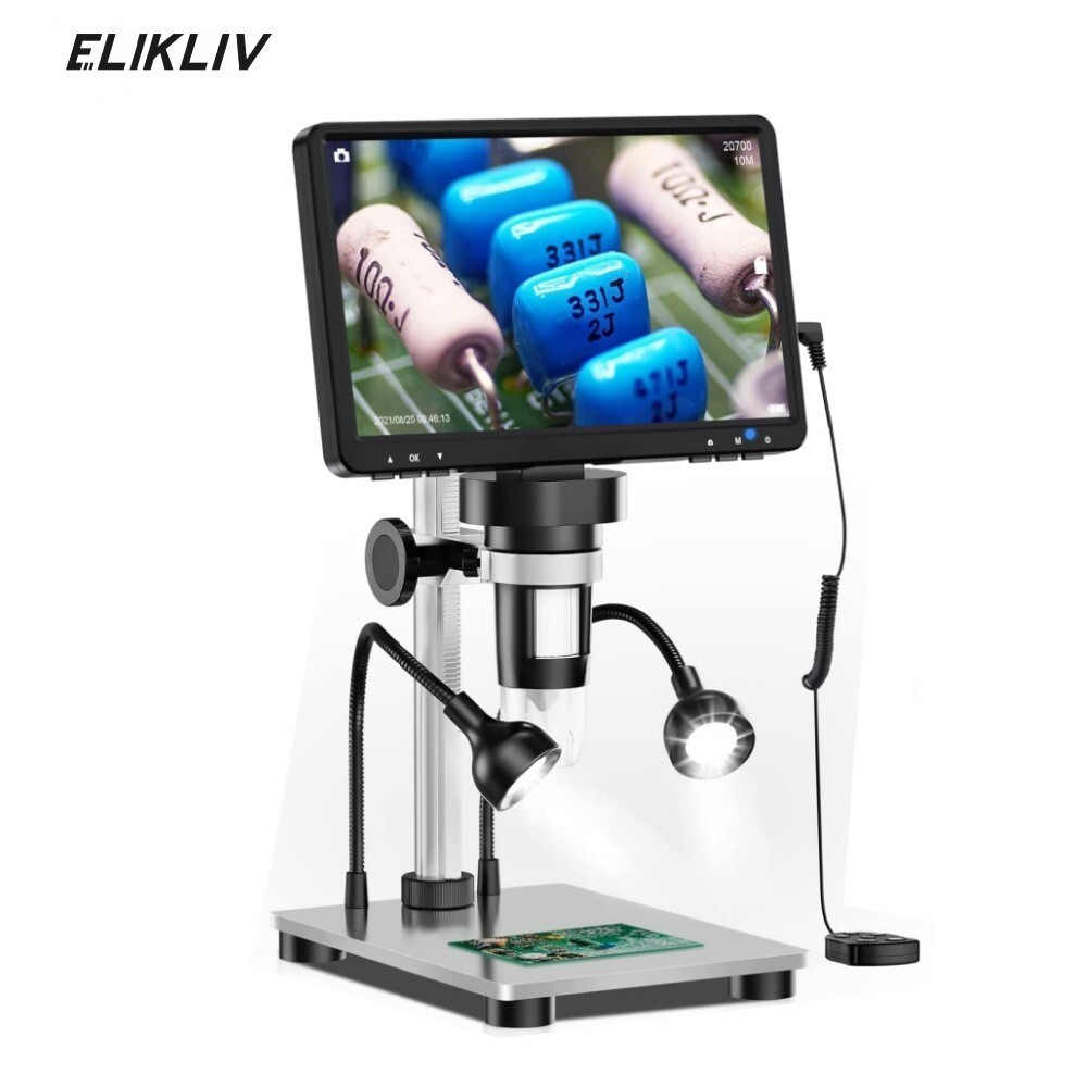 Elikliv 7» LCD Digital Microscope 1200X Screen 12MP Soldering Microscope Adults