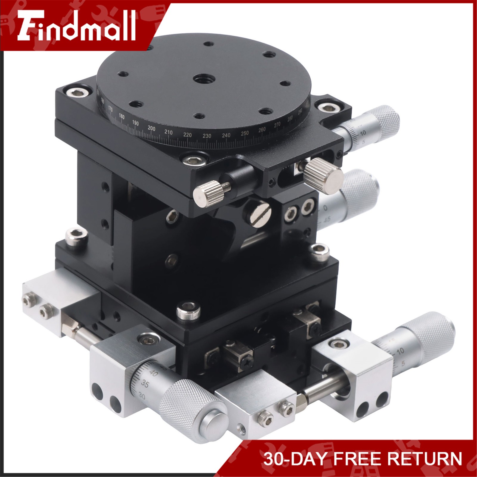 Findmall XYZR 4 Axis Manual Positioning Stage 60x60mm Tuning Sliding Table