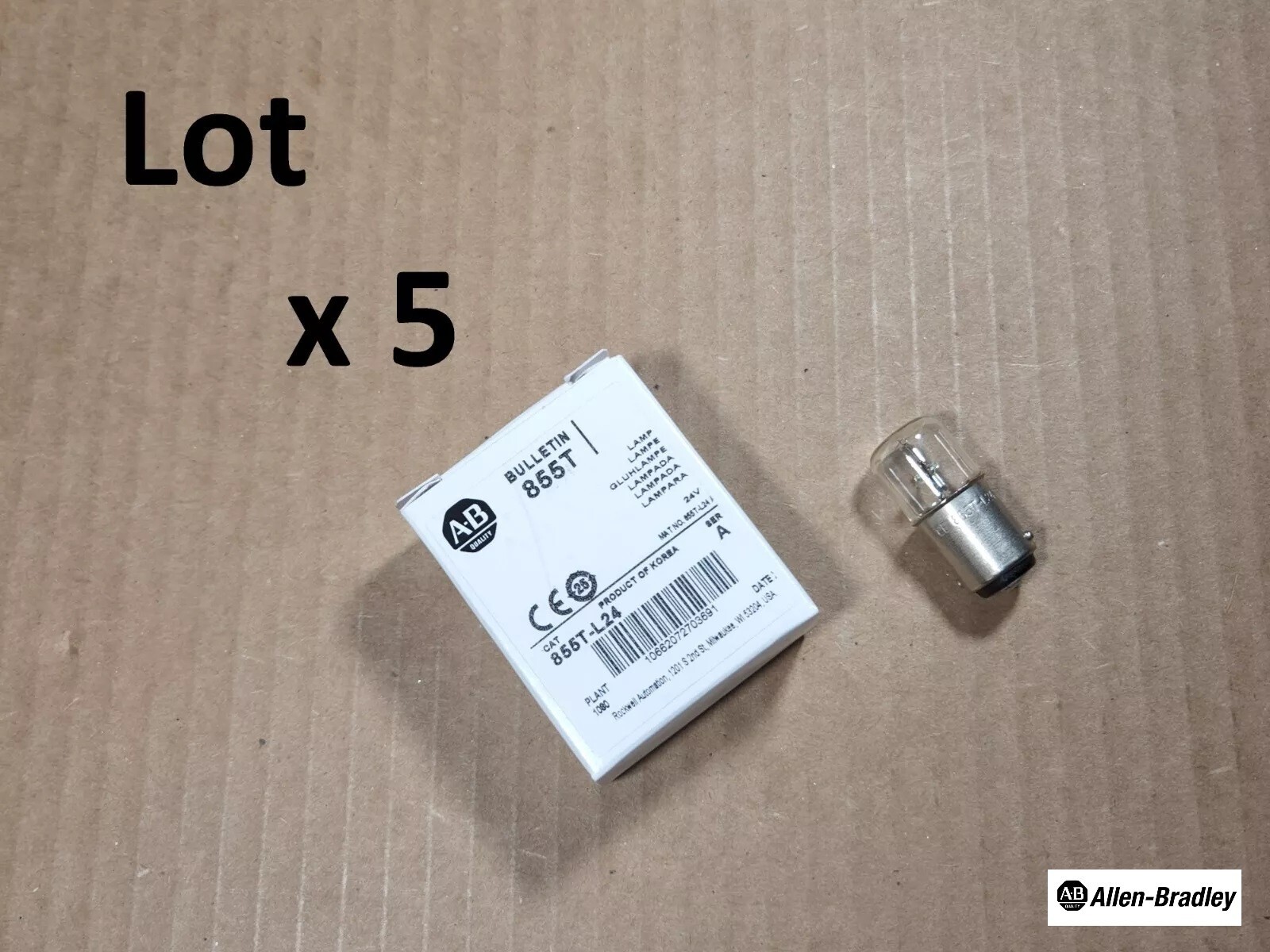 Quantity x 5 / AB 855T-L24 Incandescent Stack Light Bulb Lamp 24V AC/DC