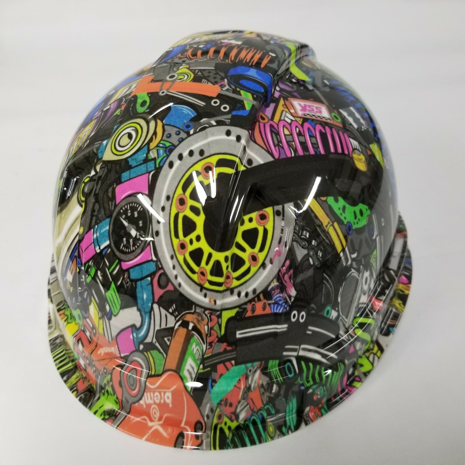 Hard Hat custom hydro dipped , OSHA approved CAP STYLE, TUNER STICKER BOMB TURBO