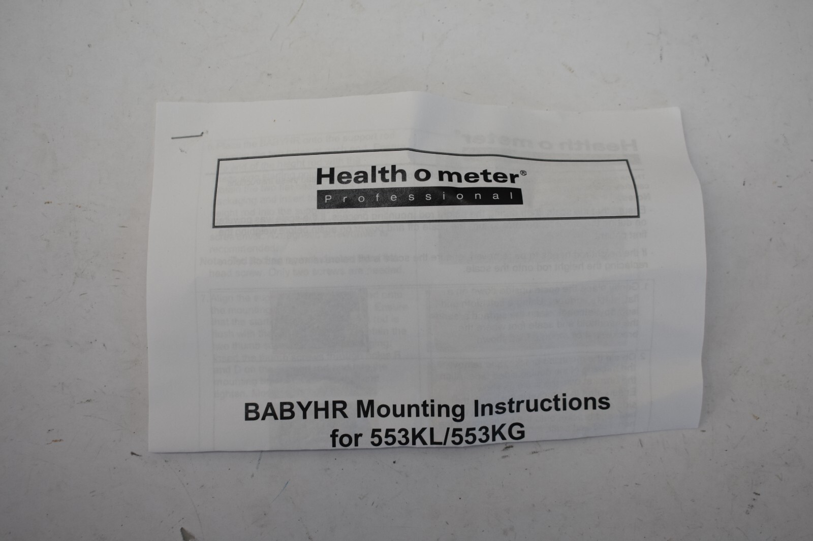 Health O Meter Professional Babyhr Mounting Bracket Genuine For 553KL/553KG