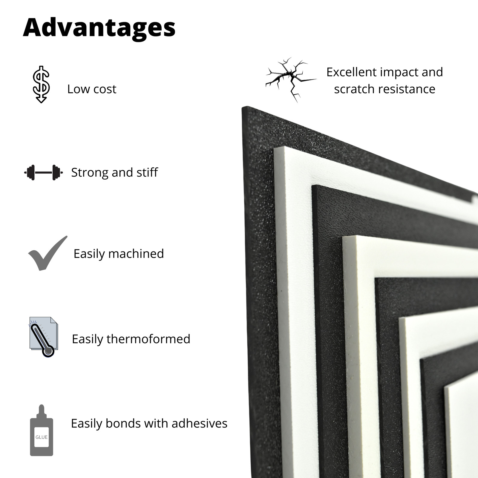 BuyPlastic Black ABS (Haircell Texture) Plastic Sheet 1/16″ x 24″ x 36″