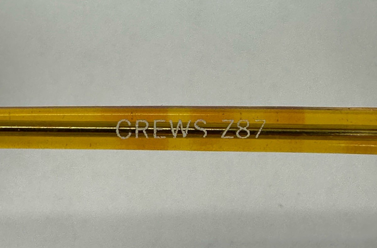 Vtg Crews Z87 Aviator Gold Safety Glasses w/ Side Shields 145 mm *Scuffed Lenses
