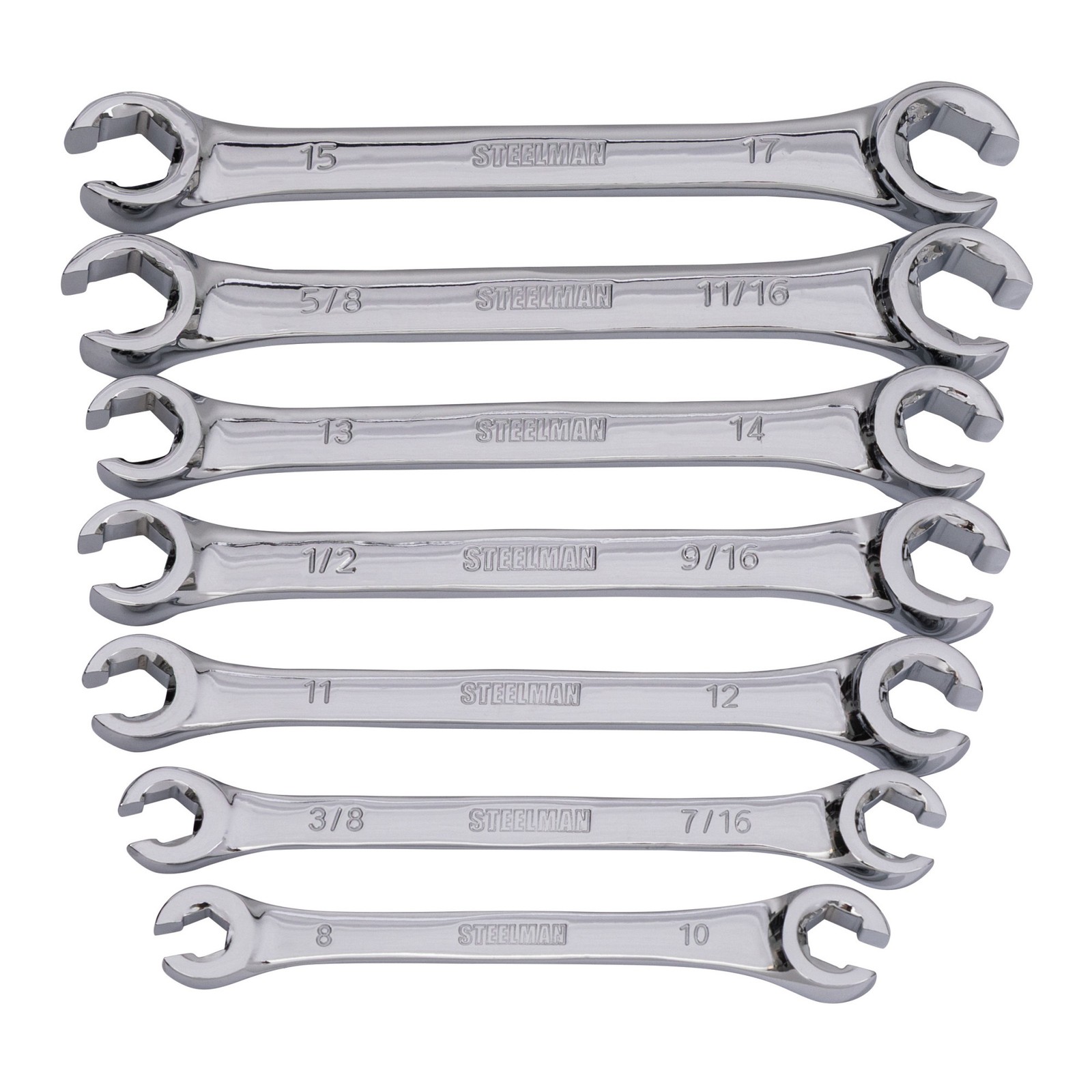 STEELMAN PRO 7-Piece Metric and SAE 6-Point Flare Nut Wrench Set 78323