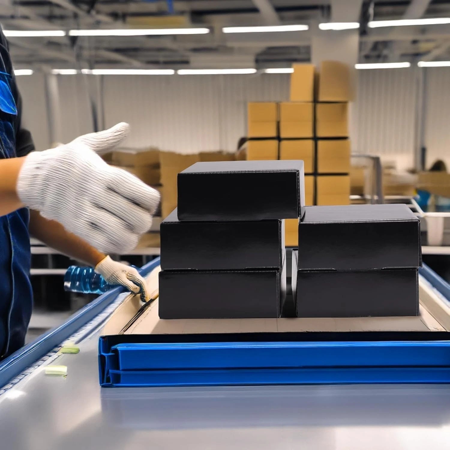 6 Pack Black Shipping Boxes, 7x5x2 Inch Durable Cardboard Mailers for Business