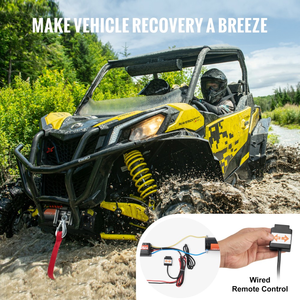 Electric Winch ATV UTV 3000 lb Steel Cable IP55 Waterproof Wired Control