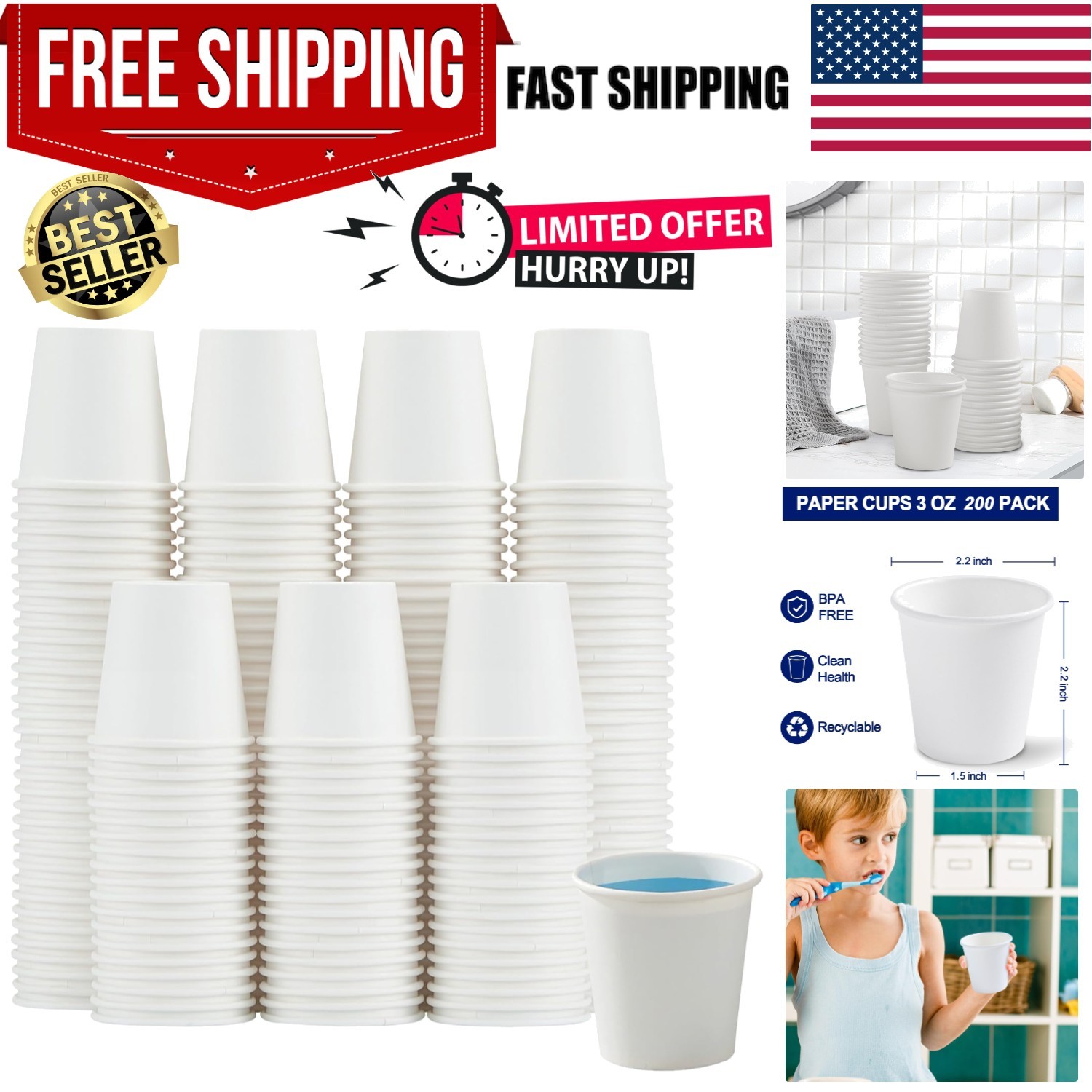 3oz Paper Cups Dixie Cup[100 Pack], Disposable Bathroom Cups, Elegant Design …