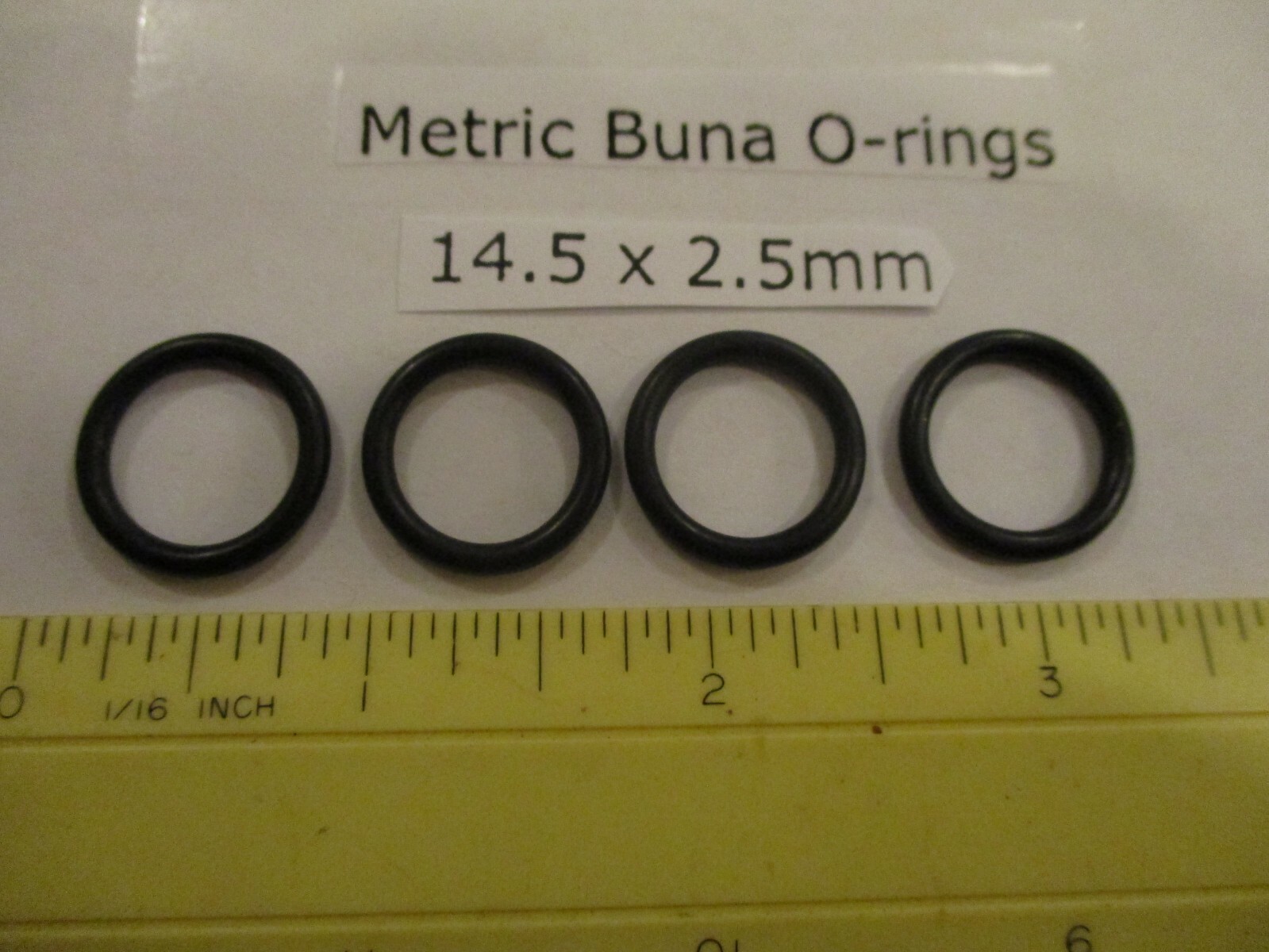 14.5mm ID x 19.5mm OD x 2.5mm thick O-ring. Buna-70. Quan 4.