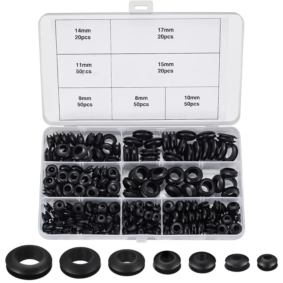 260 Pcs Rubber Grommets Assortment Kit, 7 Sizes Rubber Wire Hole Grommet Gaskets