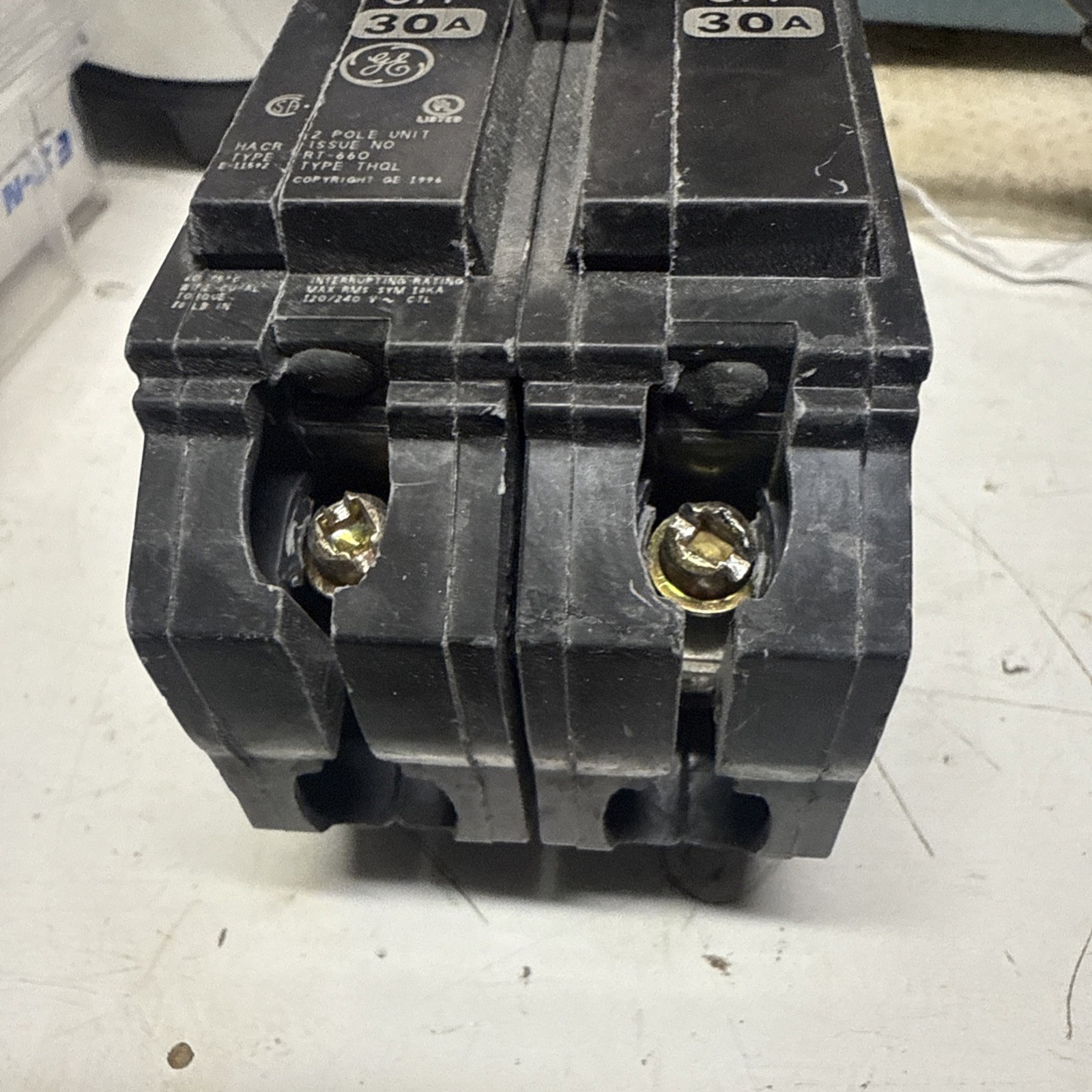 General Electric THQB2130 Circuit Breaker 30A 240V 2P THQB 30 Amp Bolt On Used