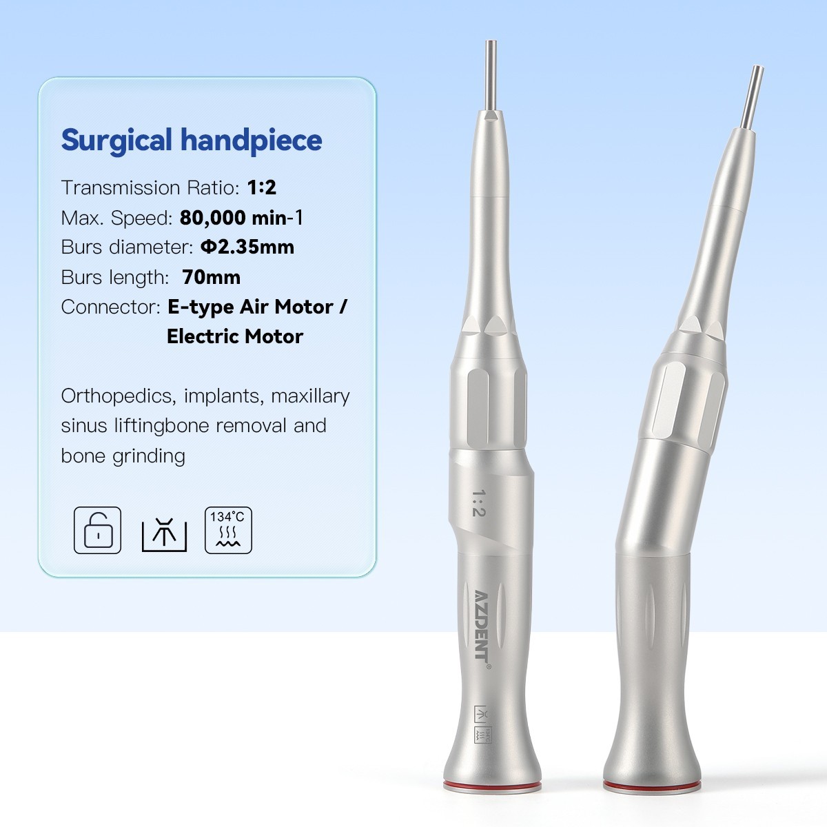 AZ Dental Brushless LED Electric Micro Motor 1:1/1:2 20° Saw Surgical Handpiece
