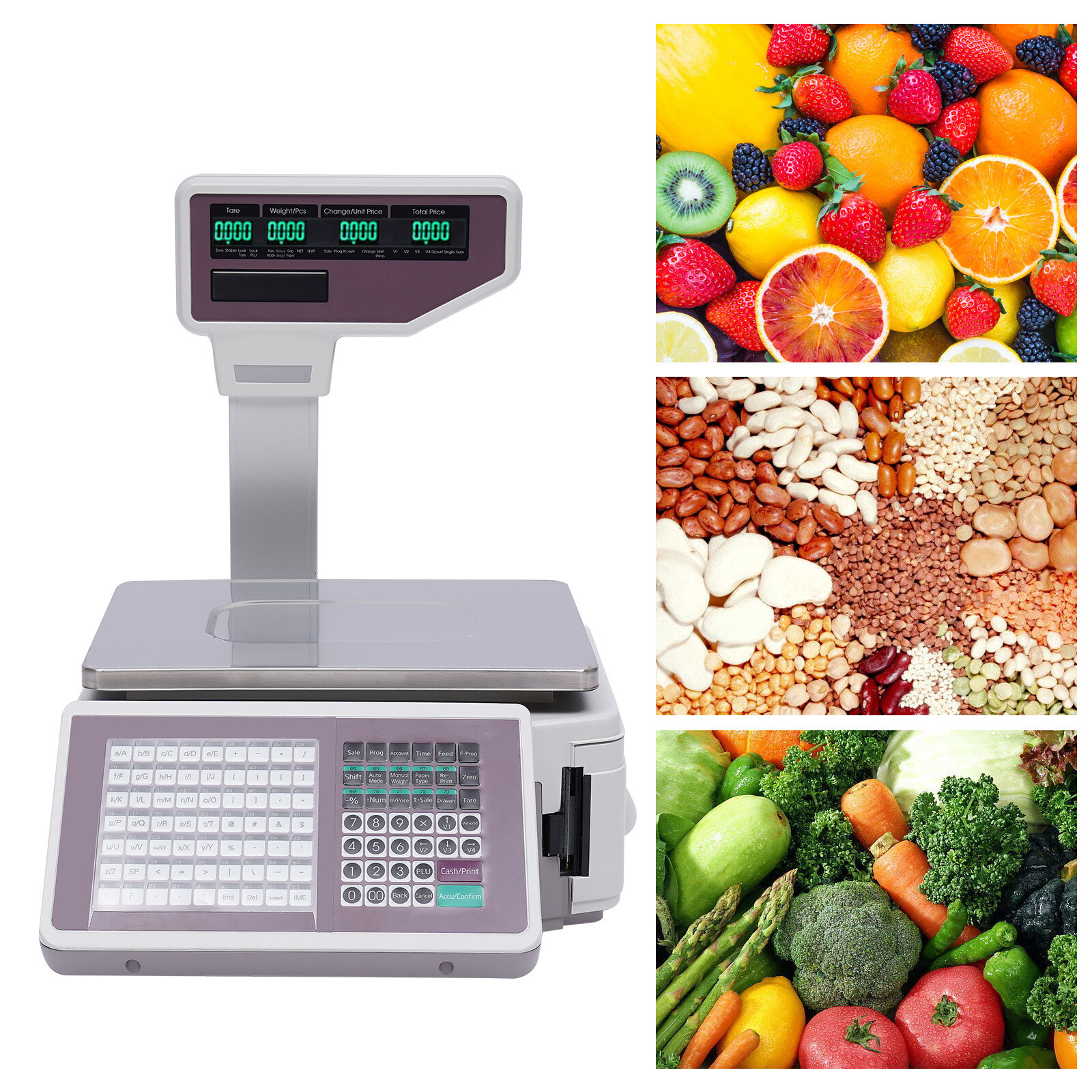Commercial Digital Price Computing Scale with Thermal Label Printer Supermarket