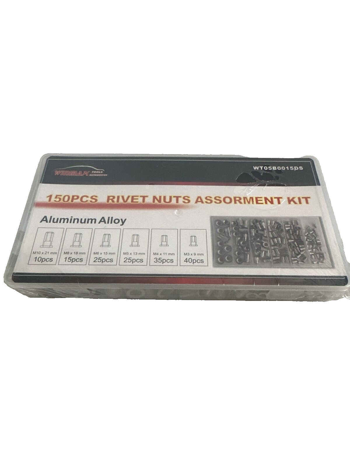 Winmax Aluminum Rivet Nut Kit Assortment 150 pcs Metric New Sealed