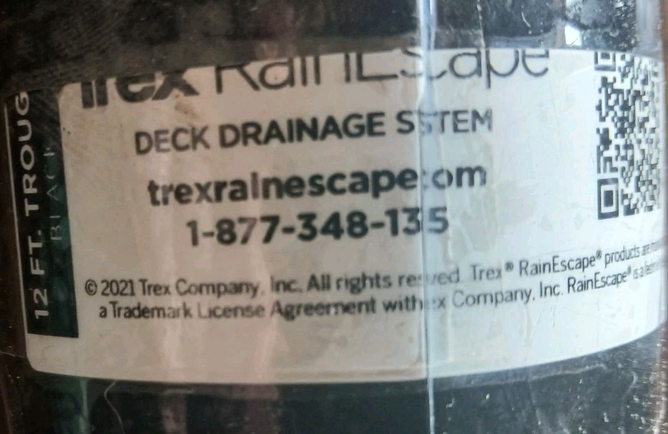 Trex RainEscape Deck Drainage Trough 12′ – BLACK NEW