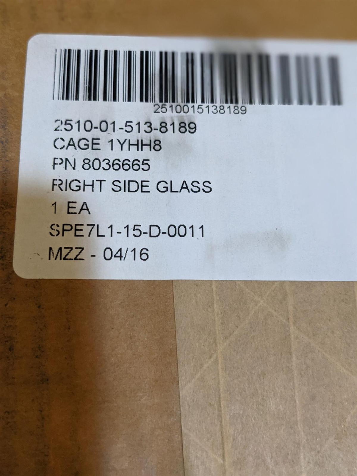 JLG 8036665 RH Glass Forklift 2510-01-513-8189 Skytrak JLG Gradall MMV 6000lb