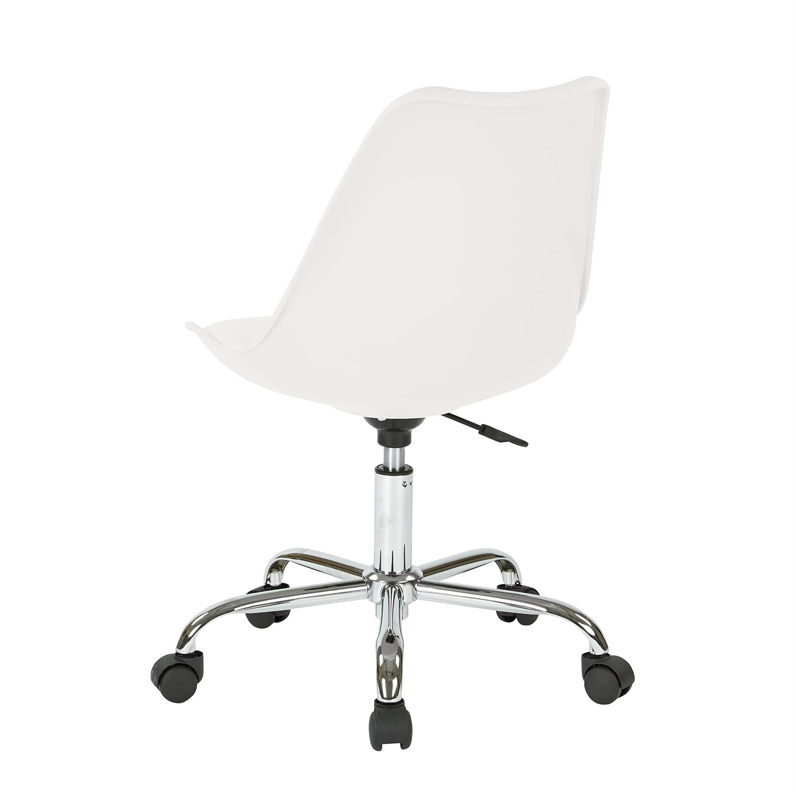 Pemberley Row Faux Leather White Office Chair Chrome Base 17.5″W x 22″D x 35….