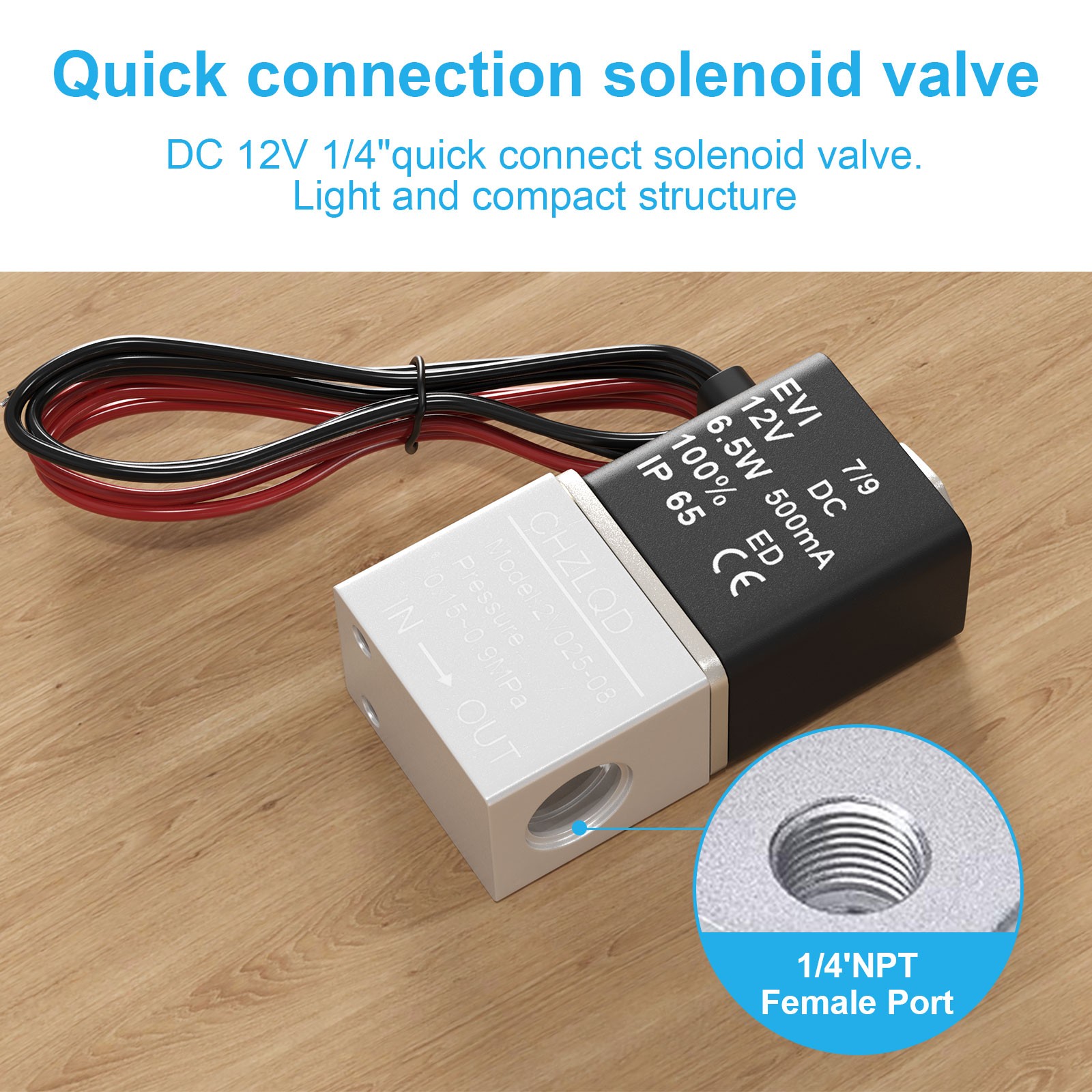 1/4″ Inch Electric Air Water Fast Response Solenoid Valve Normally Closed 24V DC