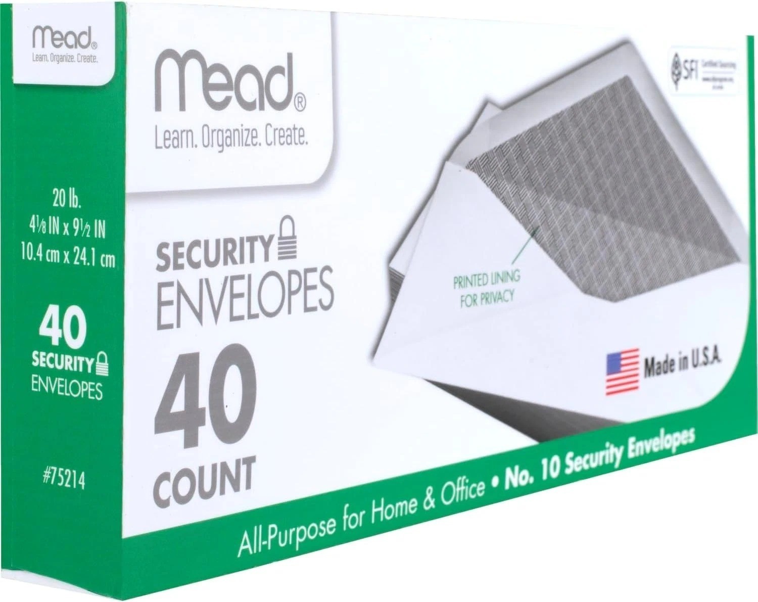 Mead #10 Envelopes, Letter Size, 4-1/8″ x 9-1/2″, Security Printed Lining for Pr