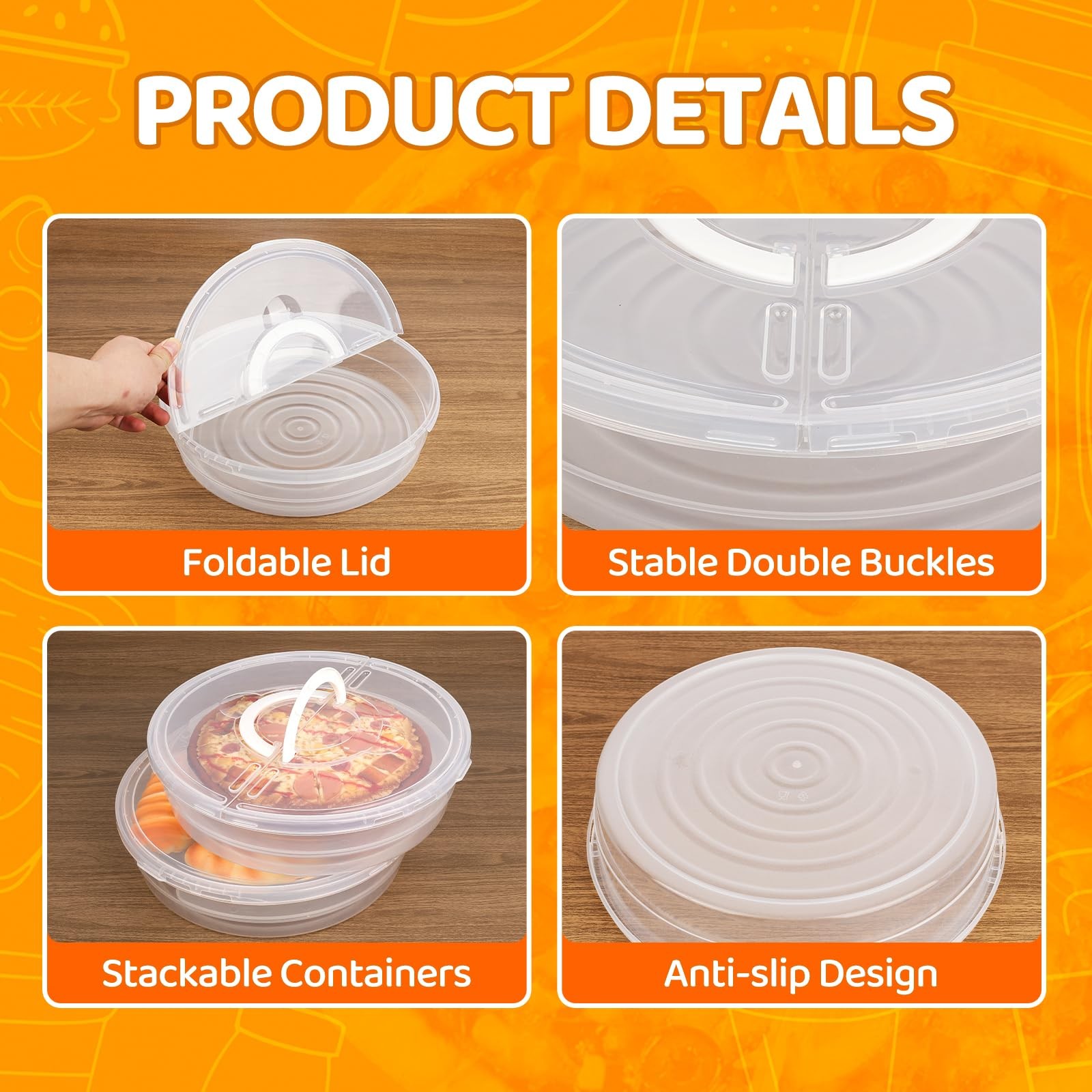Machret Pizza Storage Container Set, Reusable Pizza Container Leftover Pizza