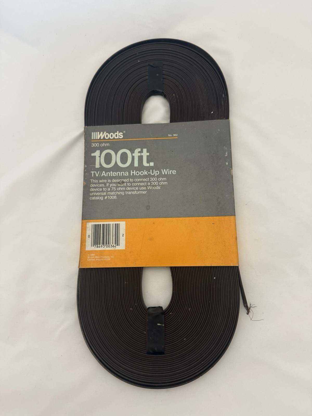 Wood 100 foot tv antennae hook up wire 300 Ohm 22 Gauge 2 Conductor Wire