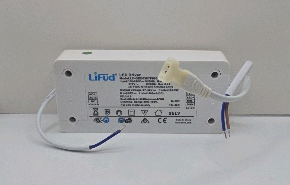 Lifud LF-GDE030YF0600U 25.2W LED Driver 600mA Constant Current 0-10V Dimming