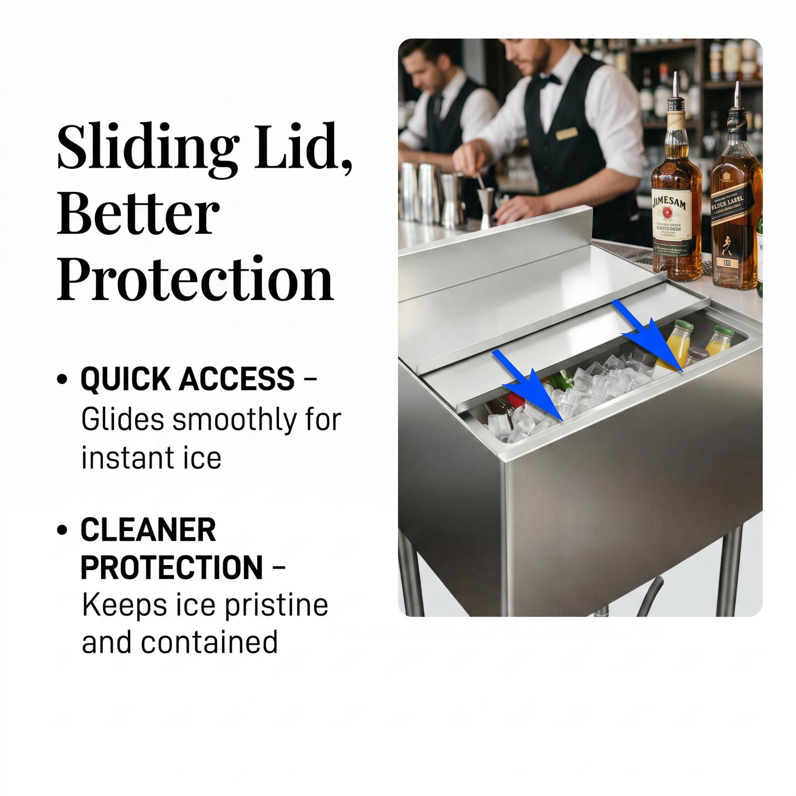11×14in Stainless Steel Commercial Ice Bin w/Sliding Lid Drainage Ice Chest