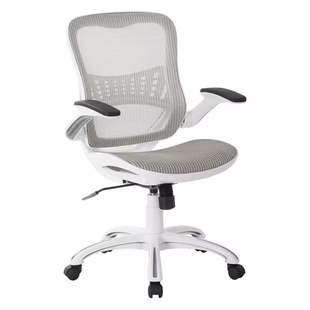 Riley 24.5 In. Wide White Upholstered Ergonomic Office Chair with Adjustable Hei