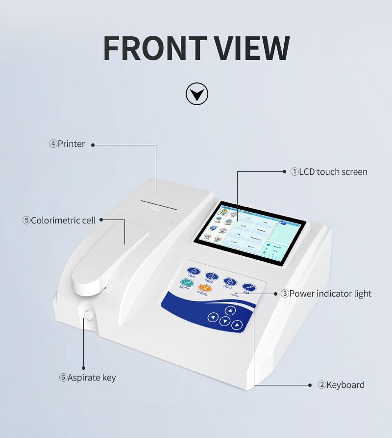 Semi-auto Biochemistry Analyzer 7” LCD Touch Screen analyzing blood fluid Print