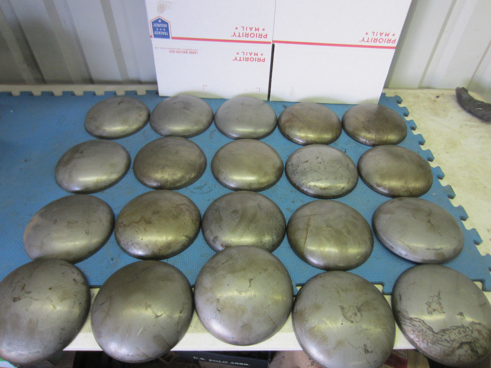 Pipe Caps: domed steel, weld on size 6-5/8 inch Outside Diameter. Lot of 20