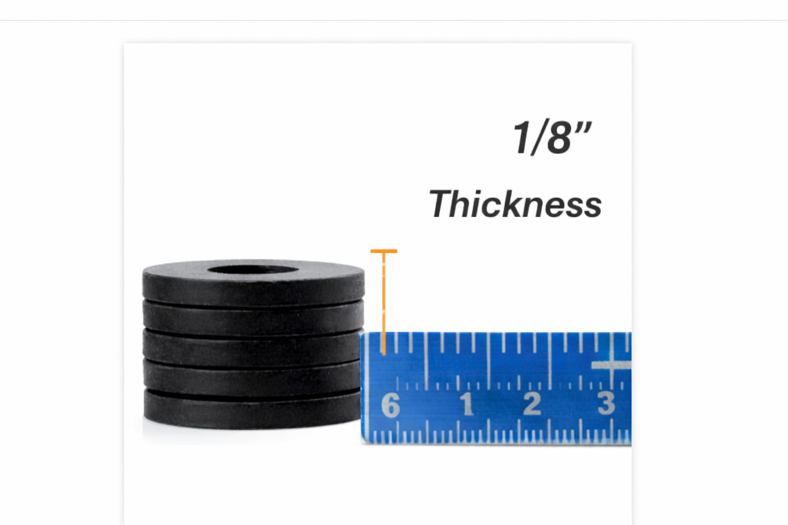 3/8″ ID x 1″ x 1/8″ Thick Black Rubber Flat Washers Various Package Sizes