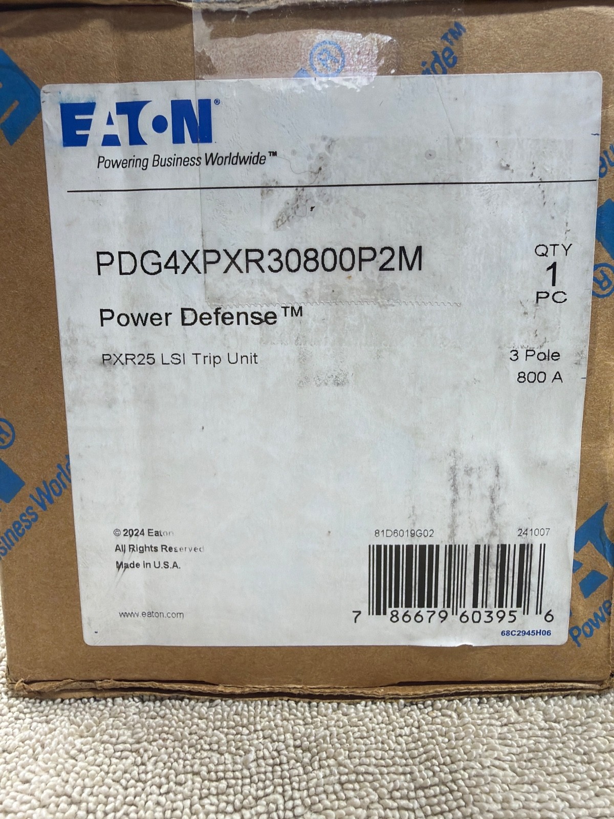 Eaton trip unit 800 amp 3 ph PDG4XPXR30800P2M