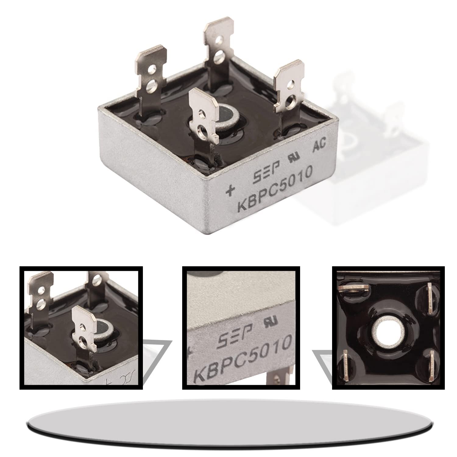 5/10Pcs 1000V 50A Metal Case Single Phase Diode Bridge Rectifier KBPC5010