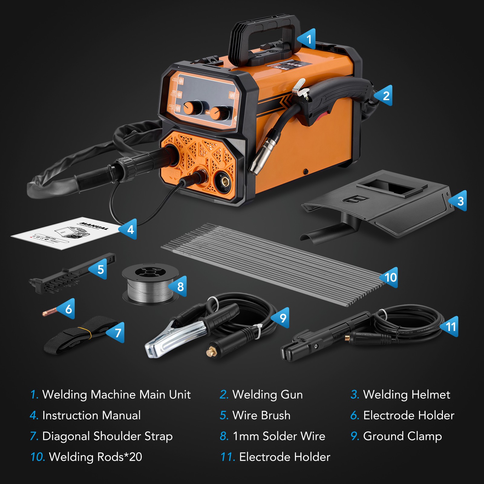 110V Digital MIG Welder 3 Functions Gasless Flux Core Stick Lift TIG Welding