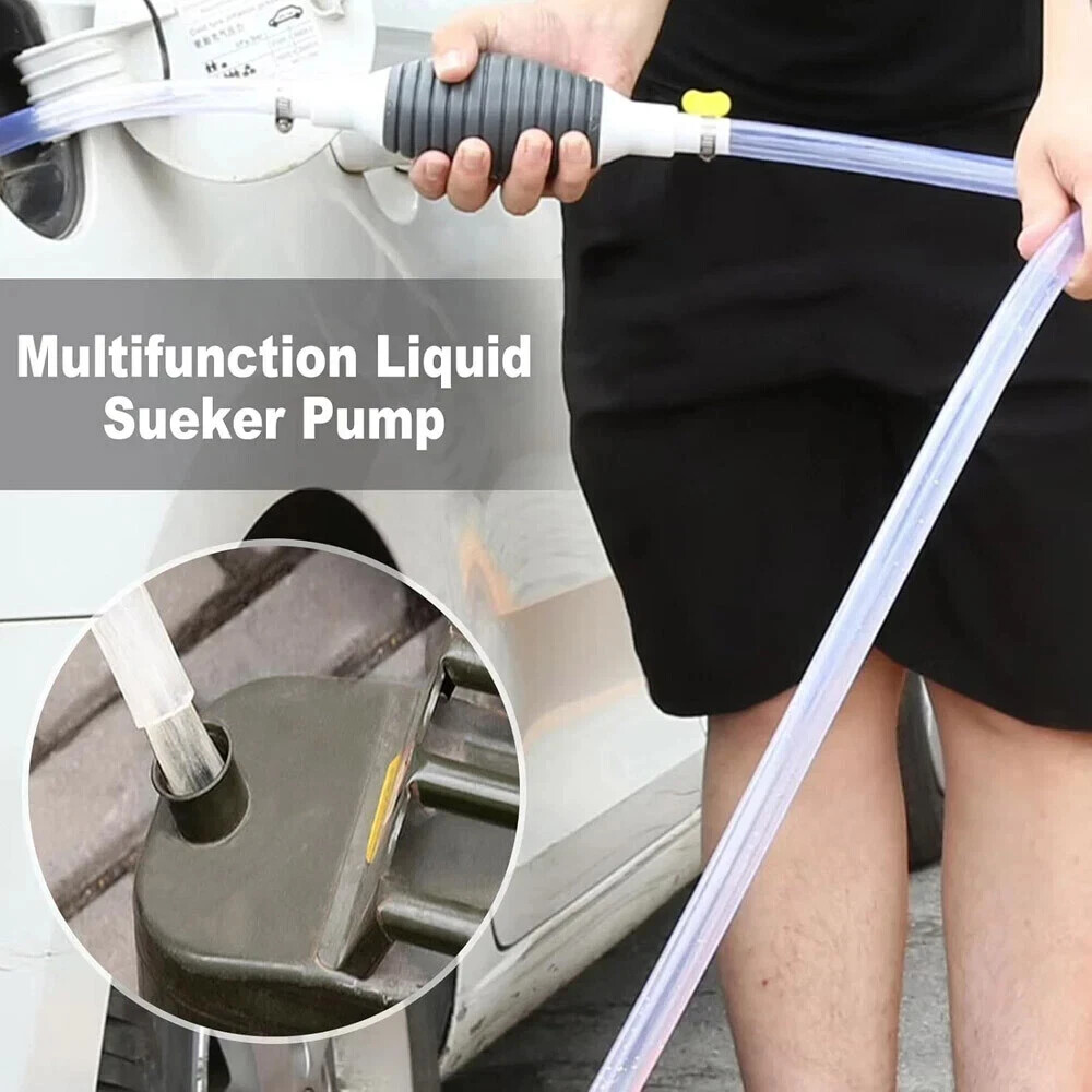 Siphon Hose Hand Pump Portable Manual Car Fuel Transfer for Gas Gasoline Petrol