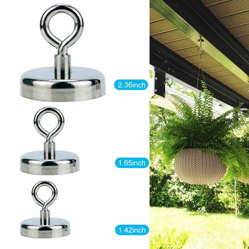 90-1200LBS Fishing Magnet Neodymium Super Pull Force Hook Retrieving Treasure US