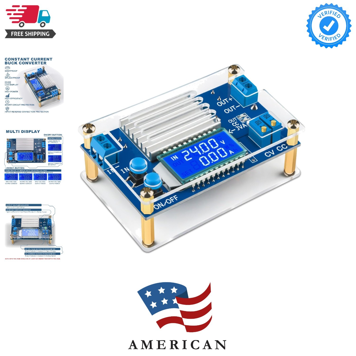 DC Buck Converter, 5.3V-32V to 1.2V-32V 12A Adjustable Power Supply, 5v 9v 12…