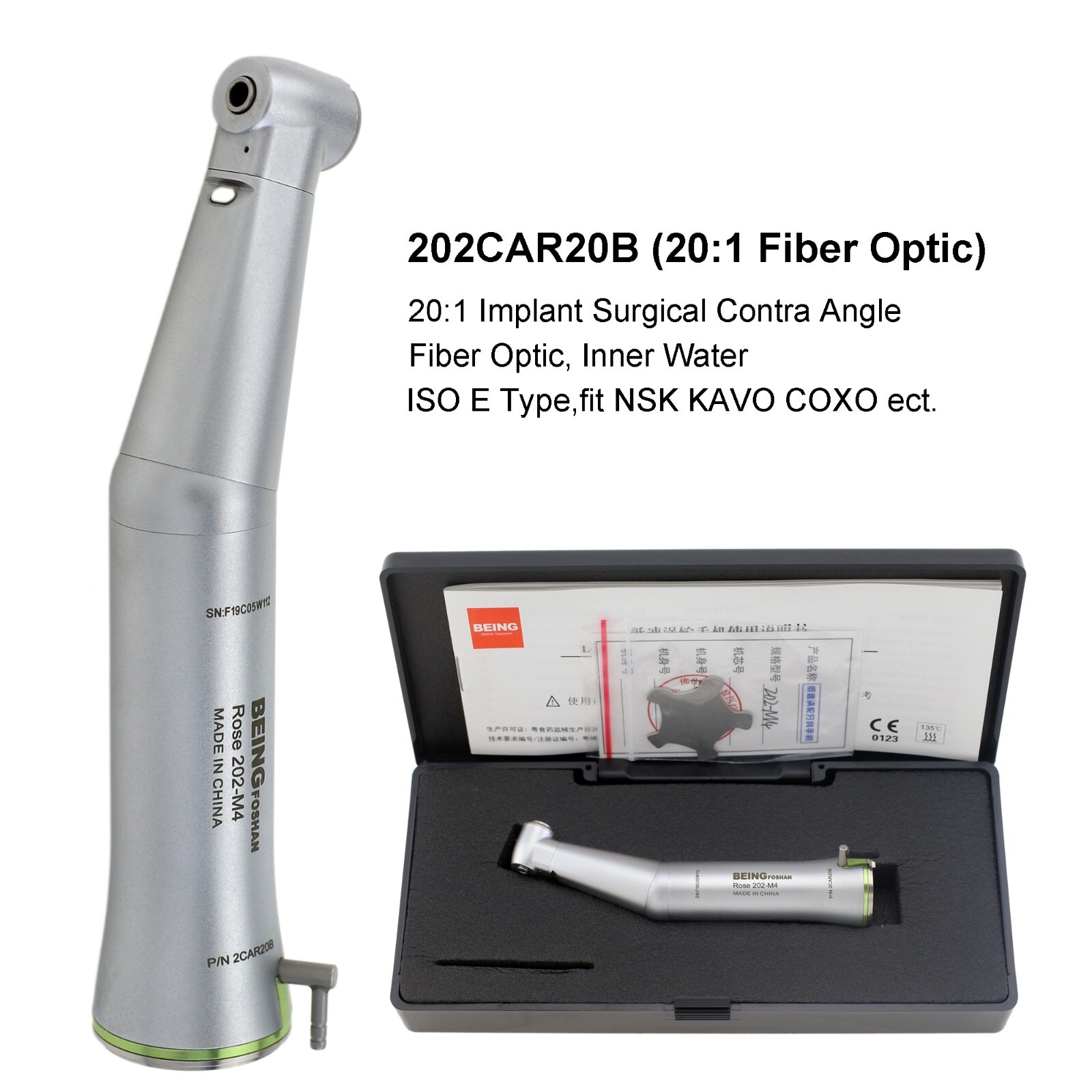 BEING Dental Implant Contra Angle Surgical Handpiece 20:1 Fiber Optic KaVo S201