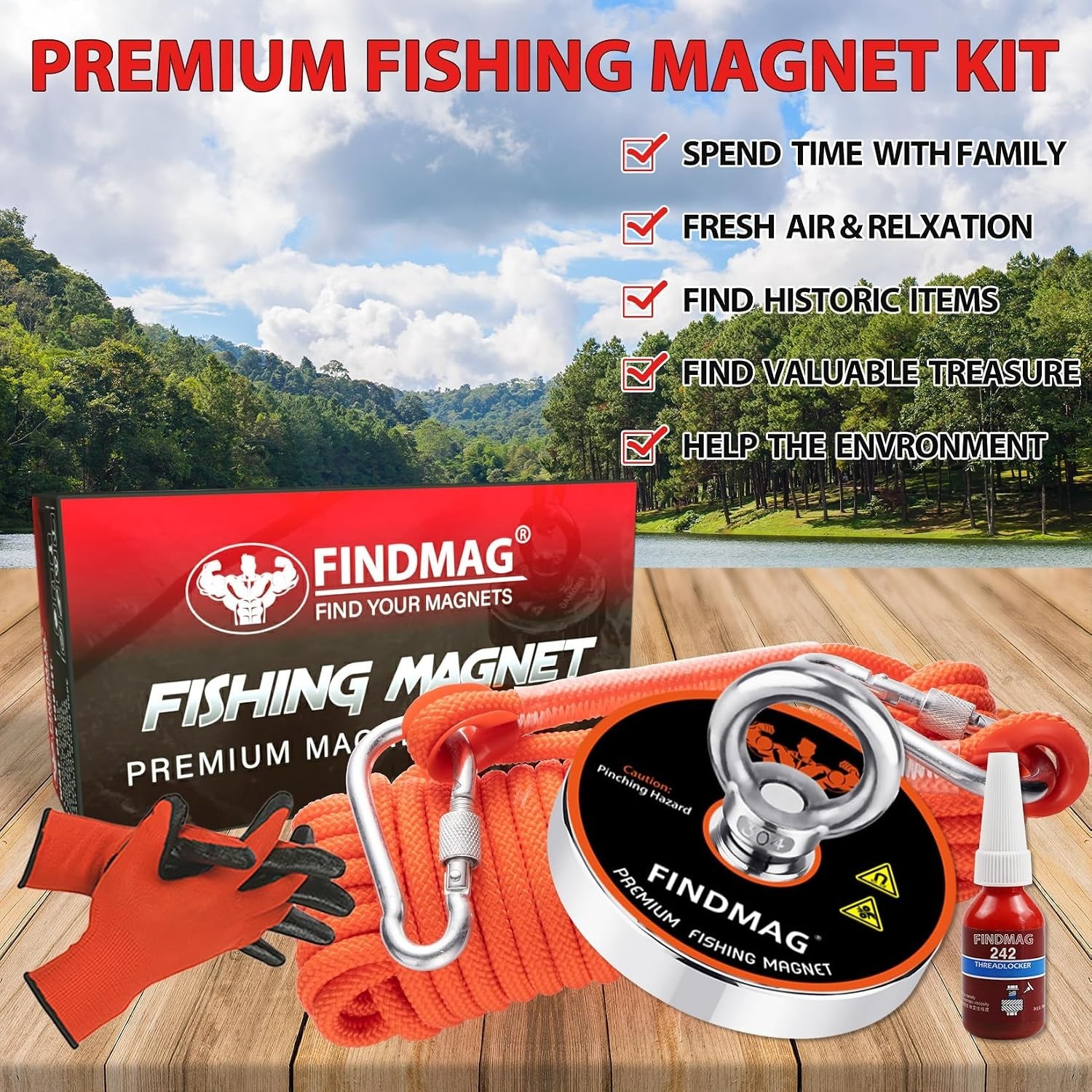 Professional Grade 1500 lb Fishing Magnet Kit | Super Strong