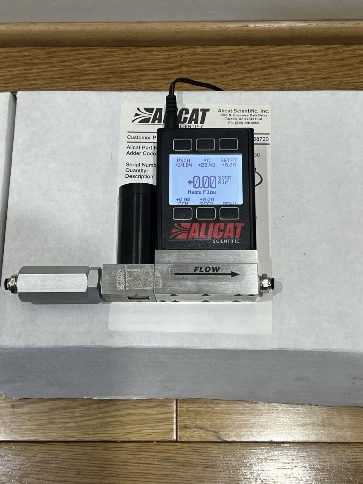 Alicat Scientific Digital MC-100SCCM-D-PCV03/5M Air Pneumatic Flow Control Meter