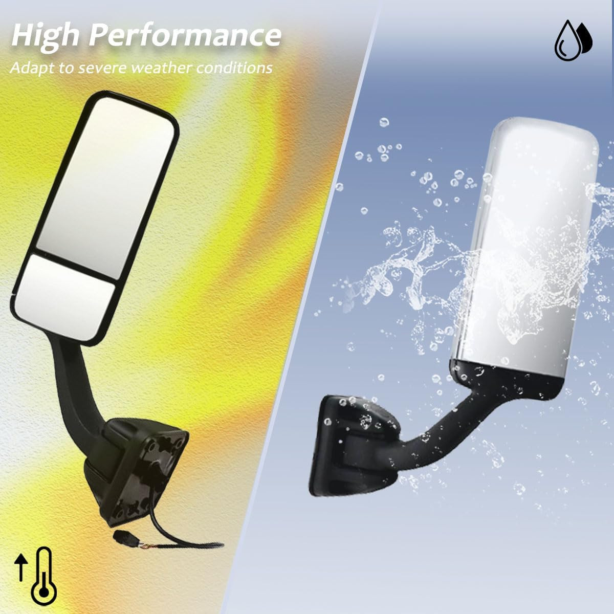 Door Mirror for FREIGHTLINER CASCADIA, Driver Side Black Heated & Motorized Door