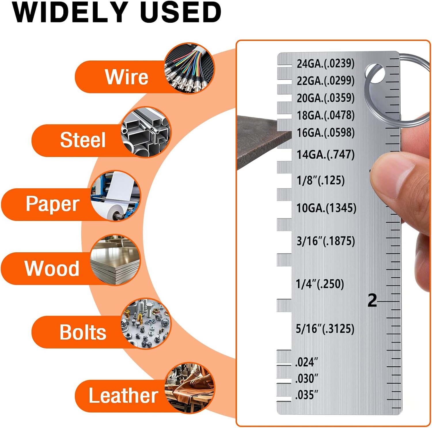 Portable Metal Sheet Thickness Gauge- Stainless Steel Plated Size Inspection Too